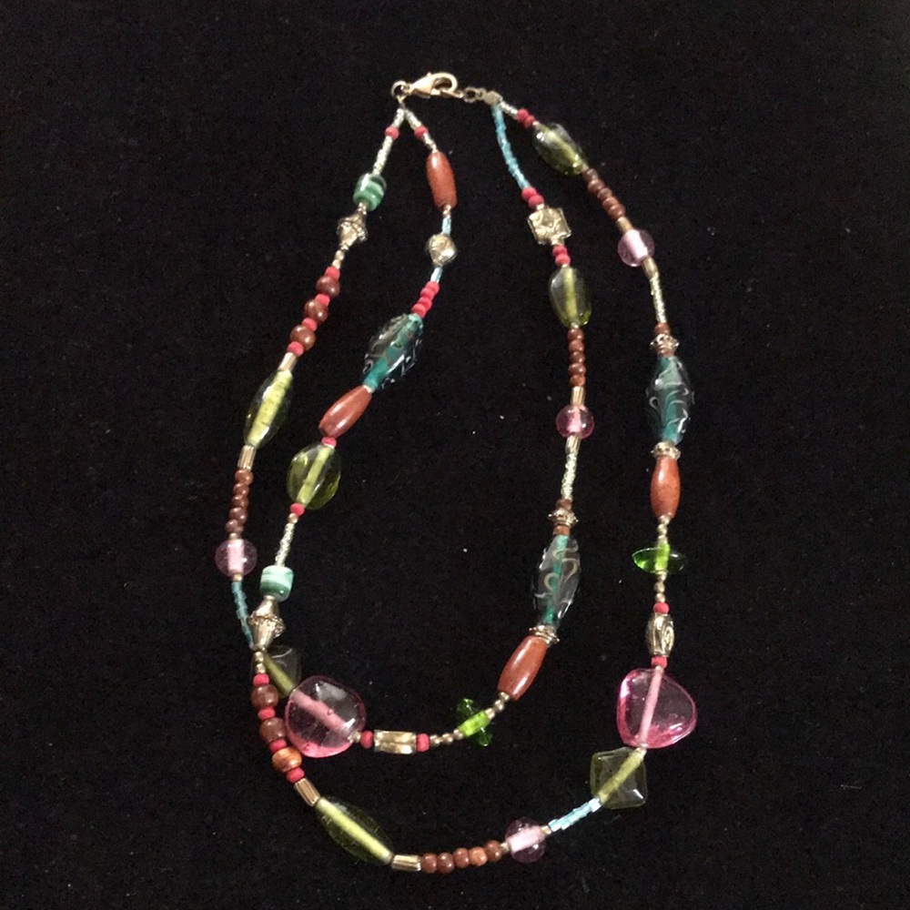 Vintage 2 strands of high quality glass beads metal beads necklace